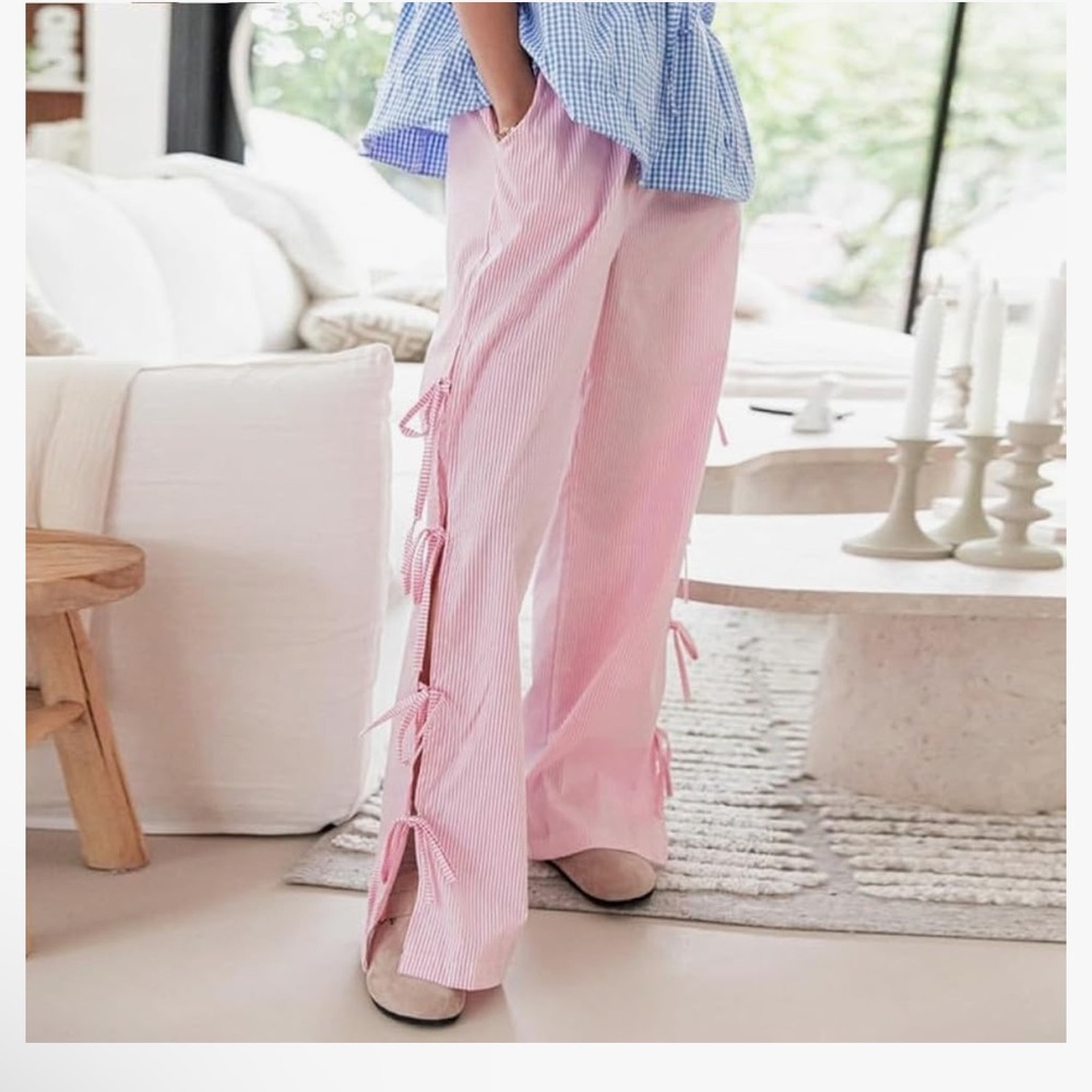 trendy pink tie pant